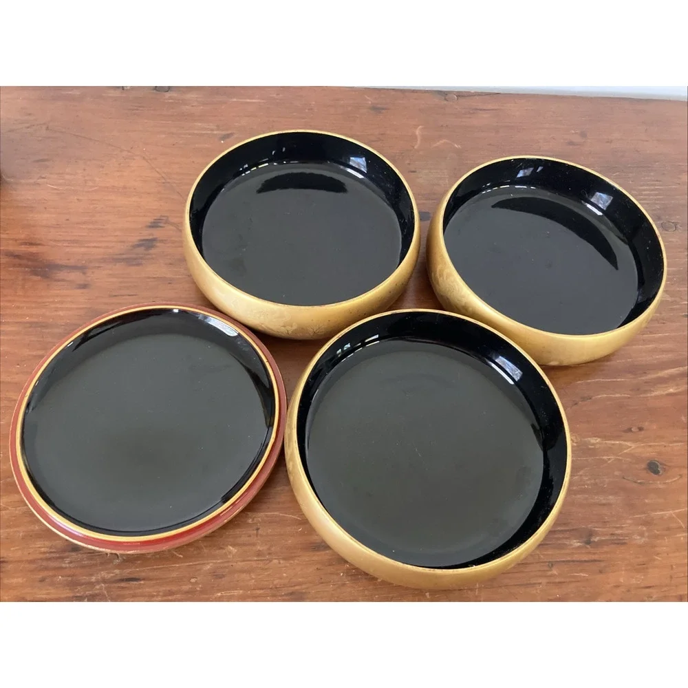 Japanese Stacking Lacquerware Bowls Containers Bento Boxes Tea Ceremony Gold